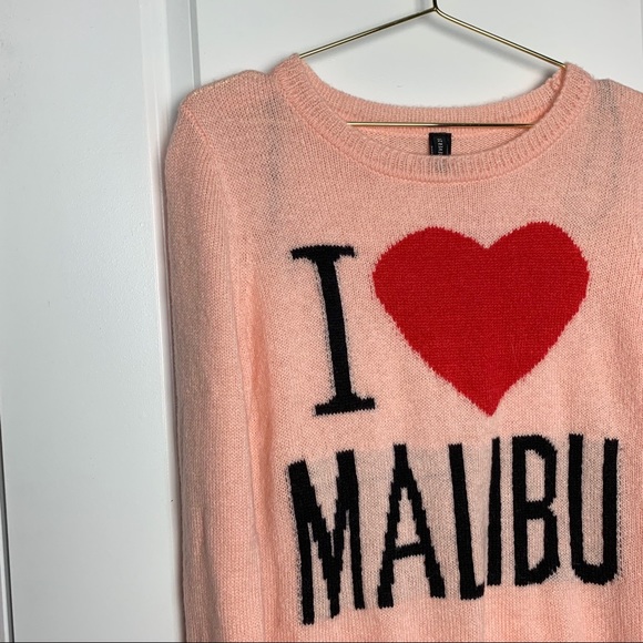 I Love Malibu Cozy Soft Knit Peach Sweater /Size M - Picture 2 of 5